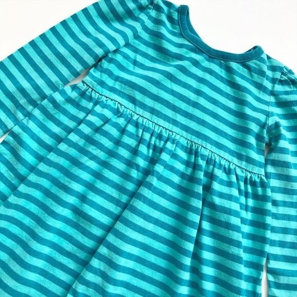 Old Navy greenish/blue stripe LS dress  GUC 5T - Picture 2 of 2